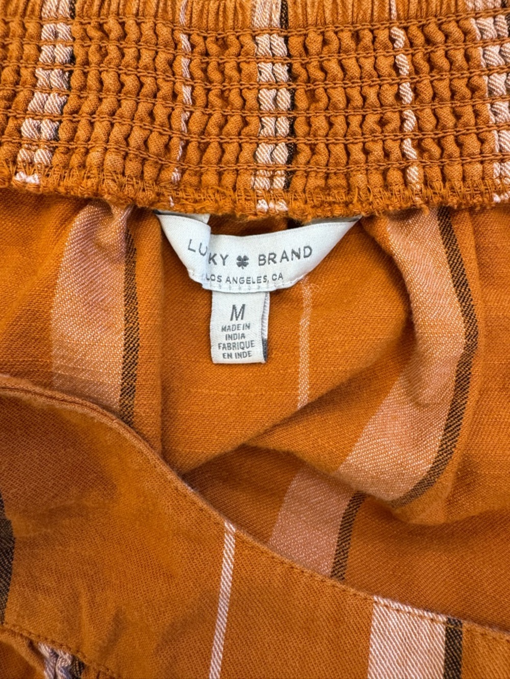 Lucky Brand Women’s 100% Cotton Burnt Orange Striped Adjustable Tank Top Size M - Picture 3 of 7